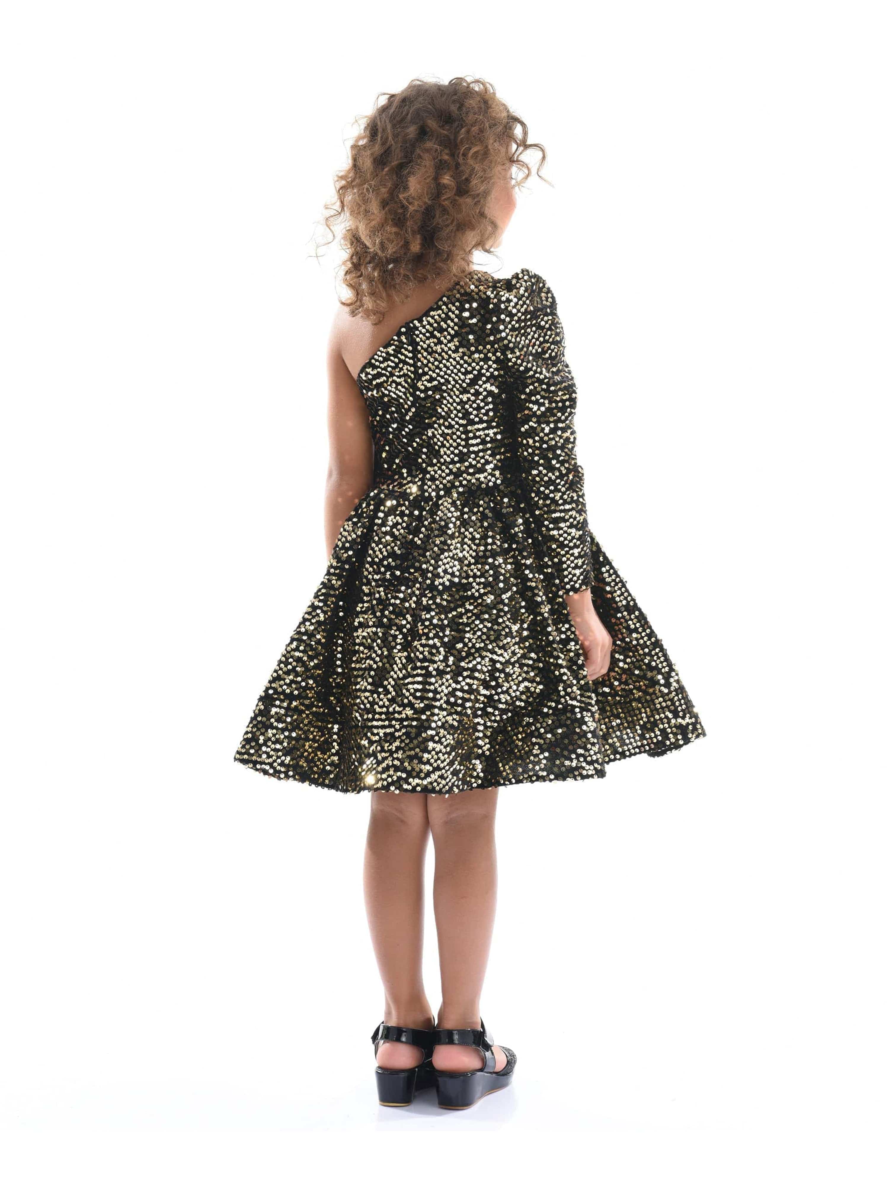 green emerald velvet dress Black Gold Sequin Bow Zoria Dress main image 1