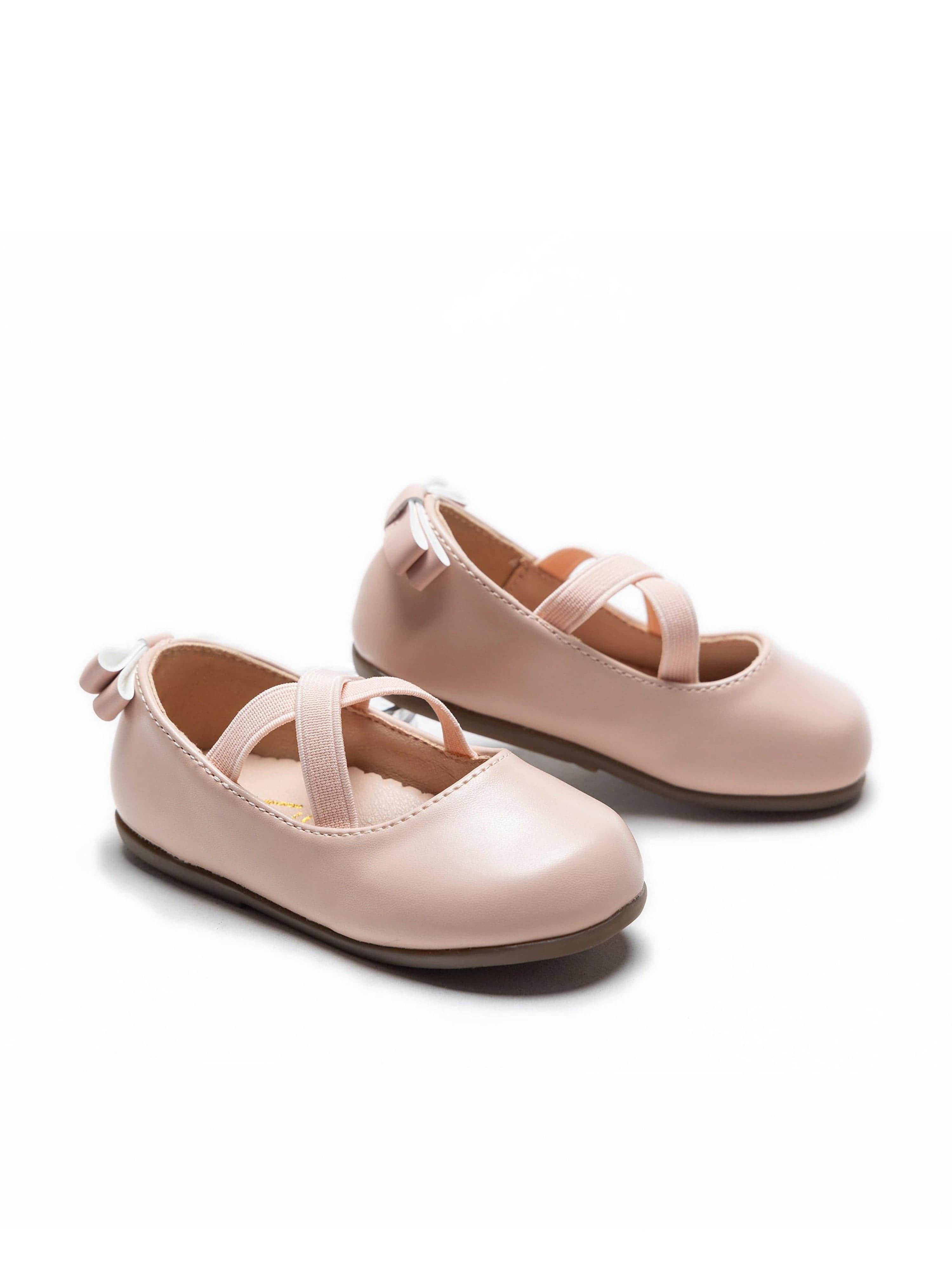 Powder Pink Charmed Cross Banded Ribbon Flats