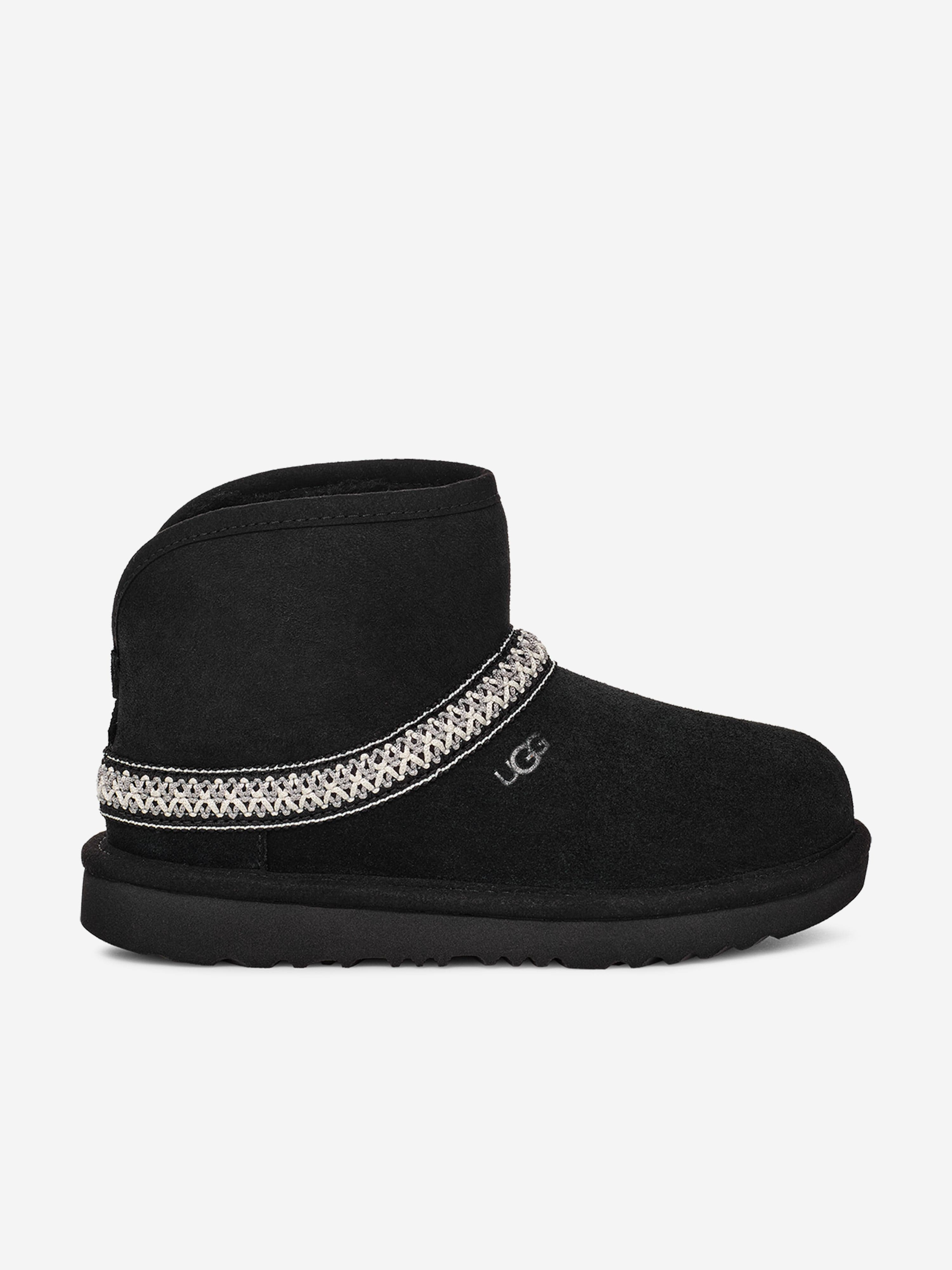 UGG Kids Classic Mini Crescent Boots in Black | Childsplay Clothing
