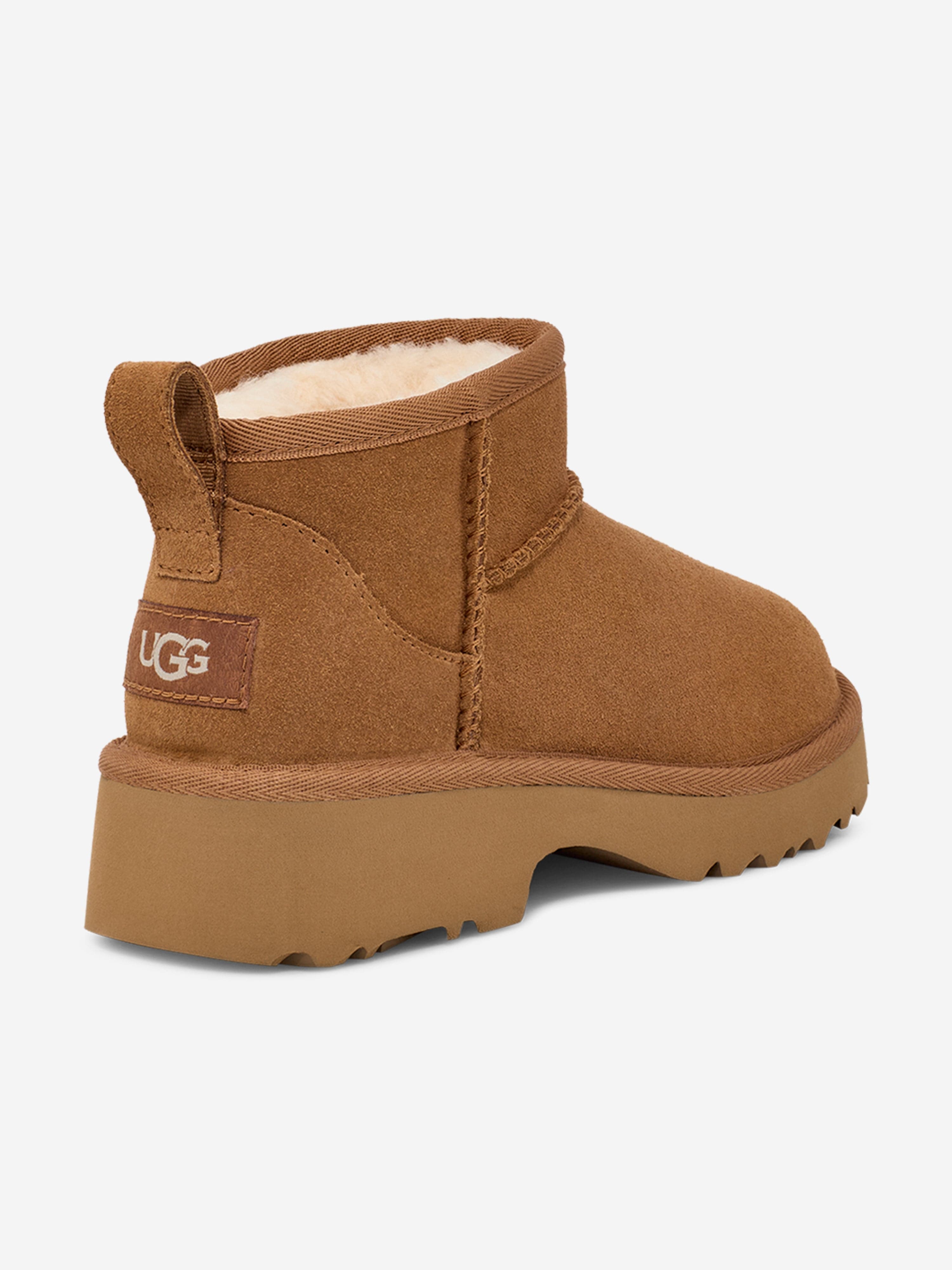 UGG Girls Classic Ultra Mini New Heights Boots in Brown, image size:3000x4000