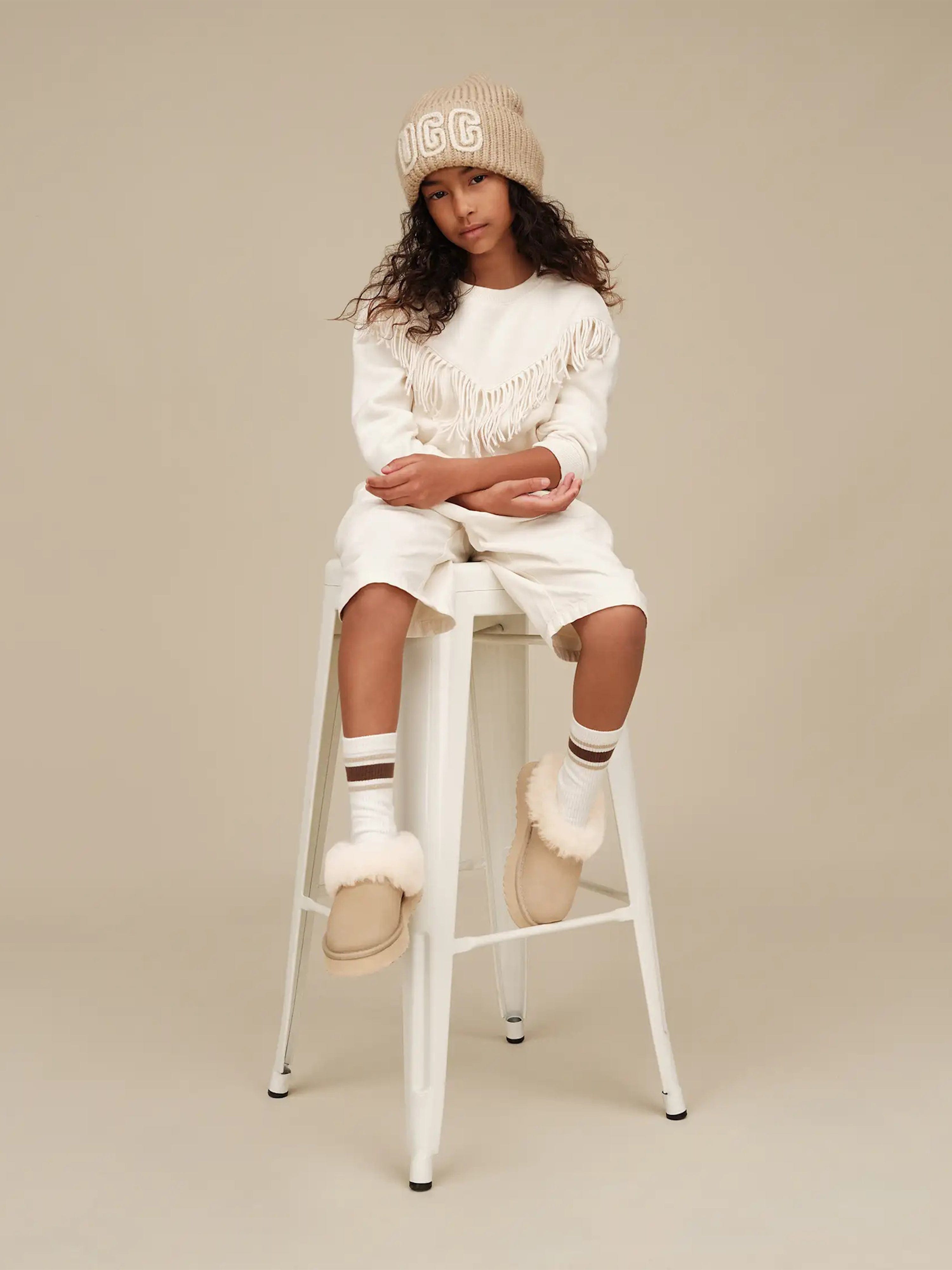 UGG Girls Tazzelle Slippers in Beige | Childsplay Clothing