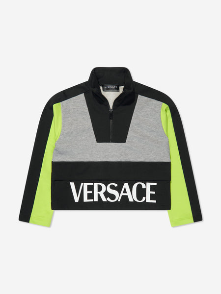 Versace Boys Half Zip Sweatshirt in Grey | Childsplay Clothing