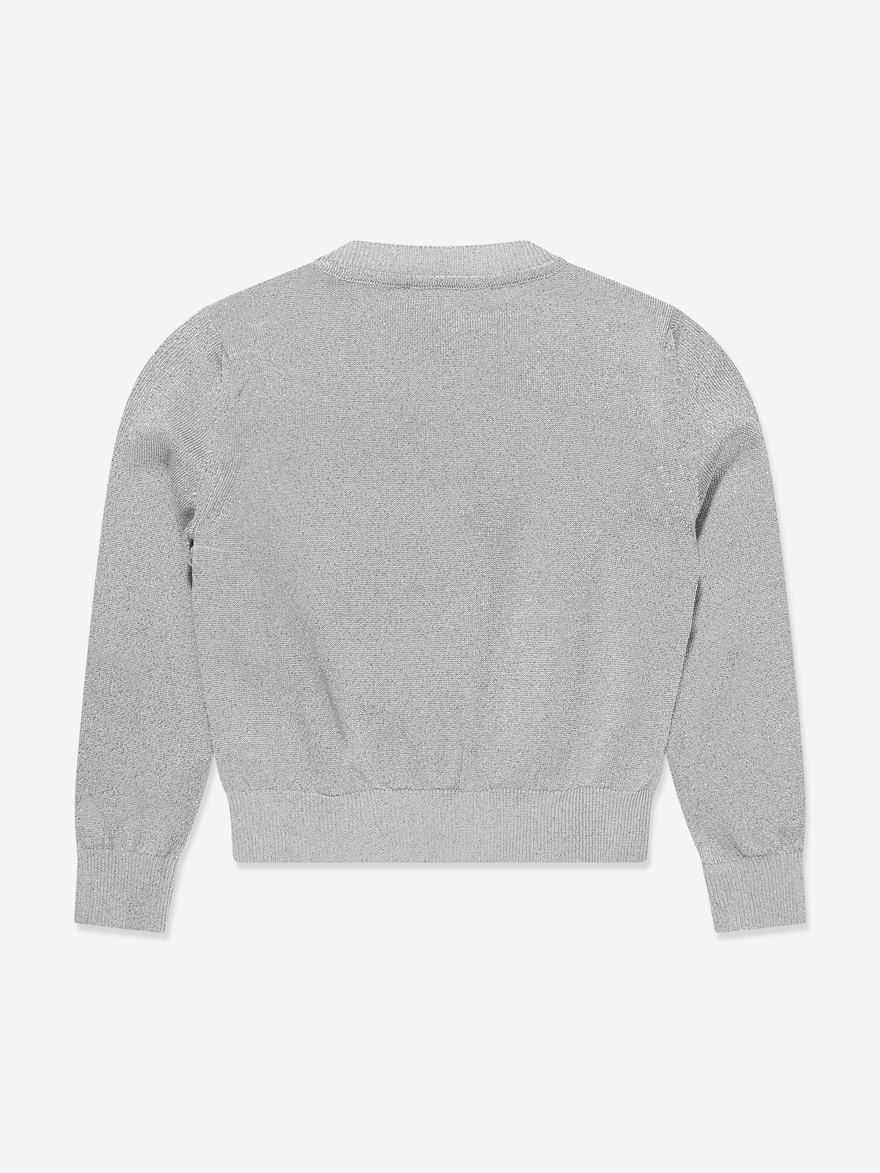 Versace Girls Logo Knitted Sweater in Silver | Childsplay Clothing