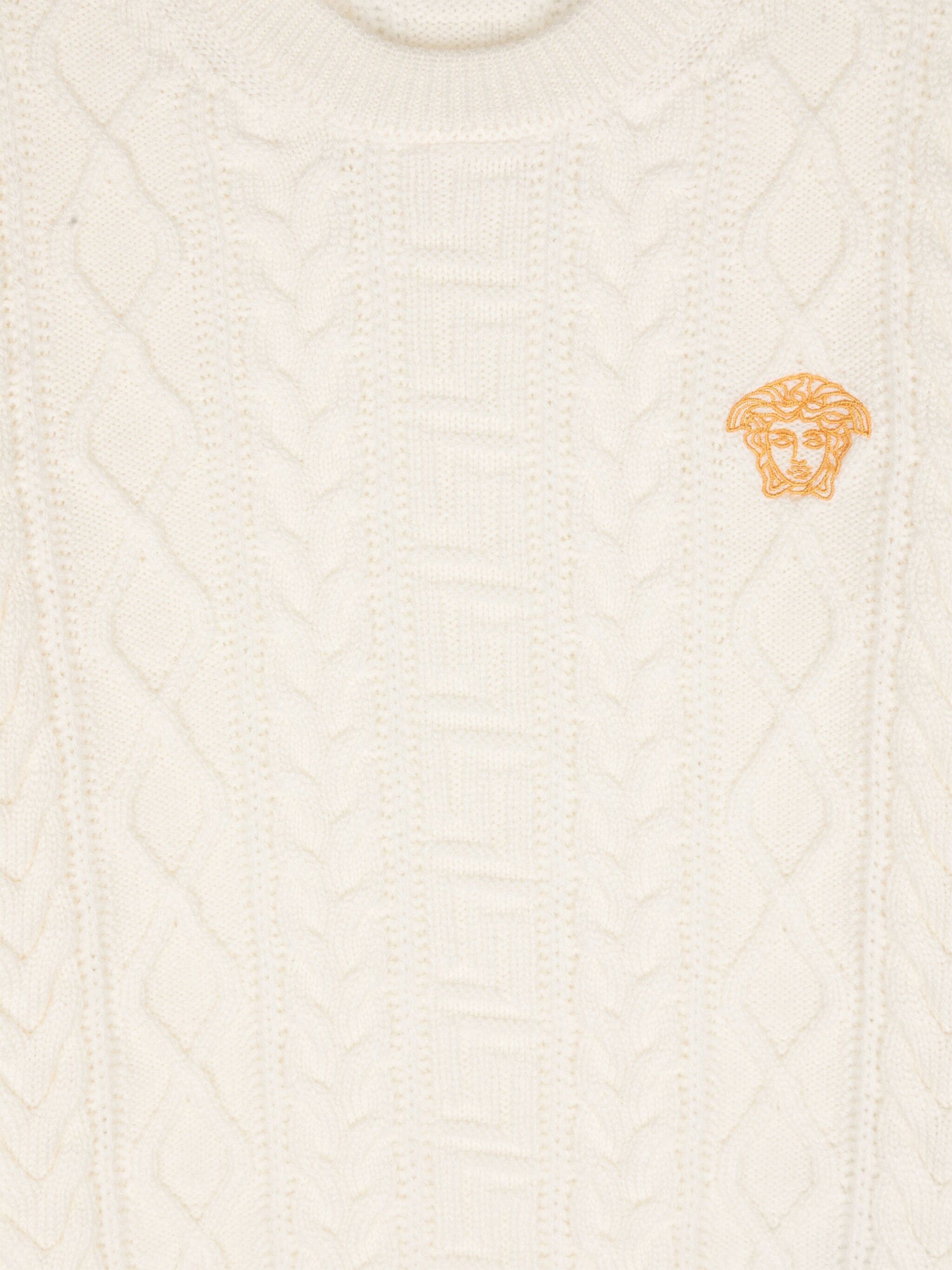 Versace Kids Cable Knit Jumper in Ivory | Childsplay Clothing