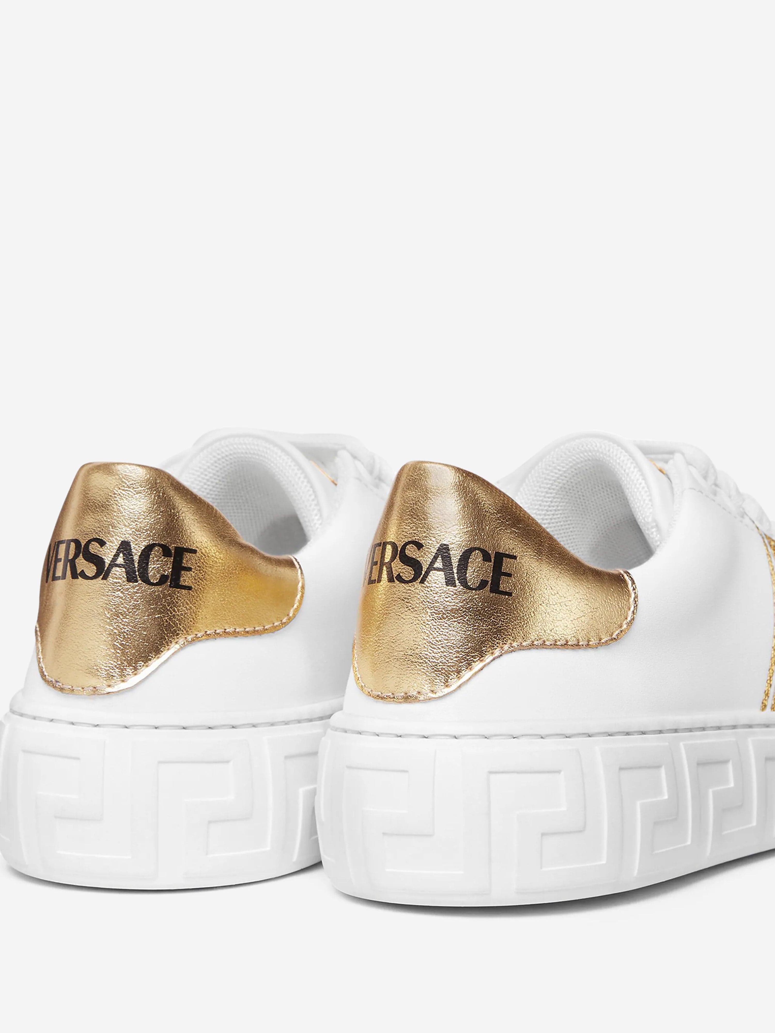 Versace Versace Kids La Greca Low Top Trainers in White