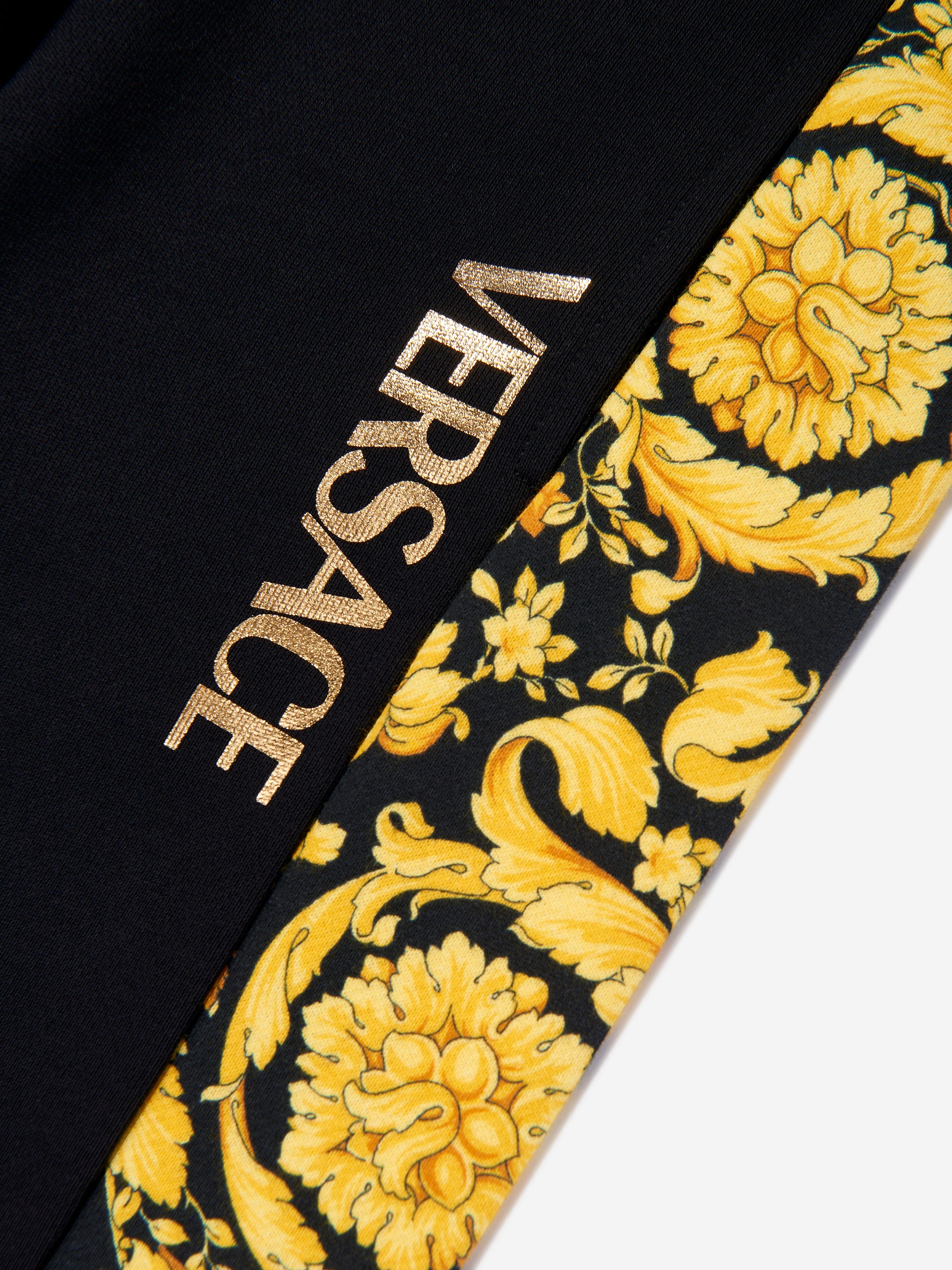 Versace Boys Barocco Logo Joggers in Black, image size:2835x3780