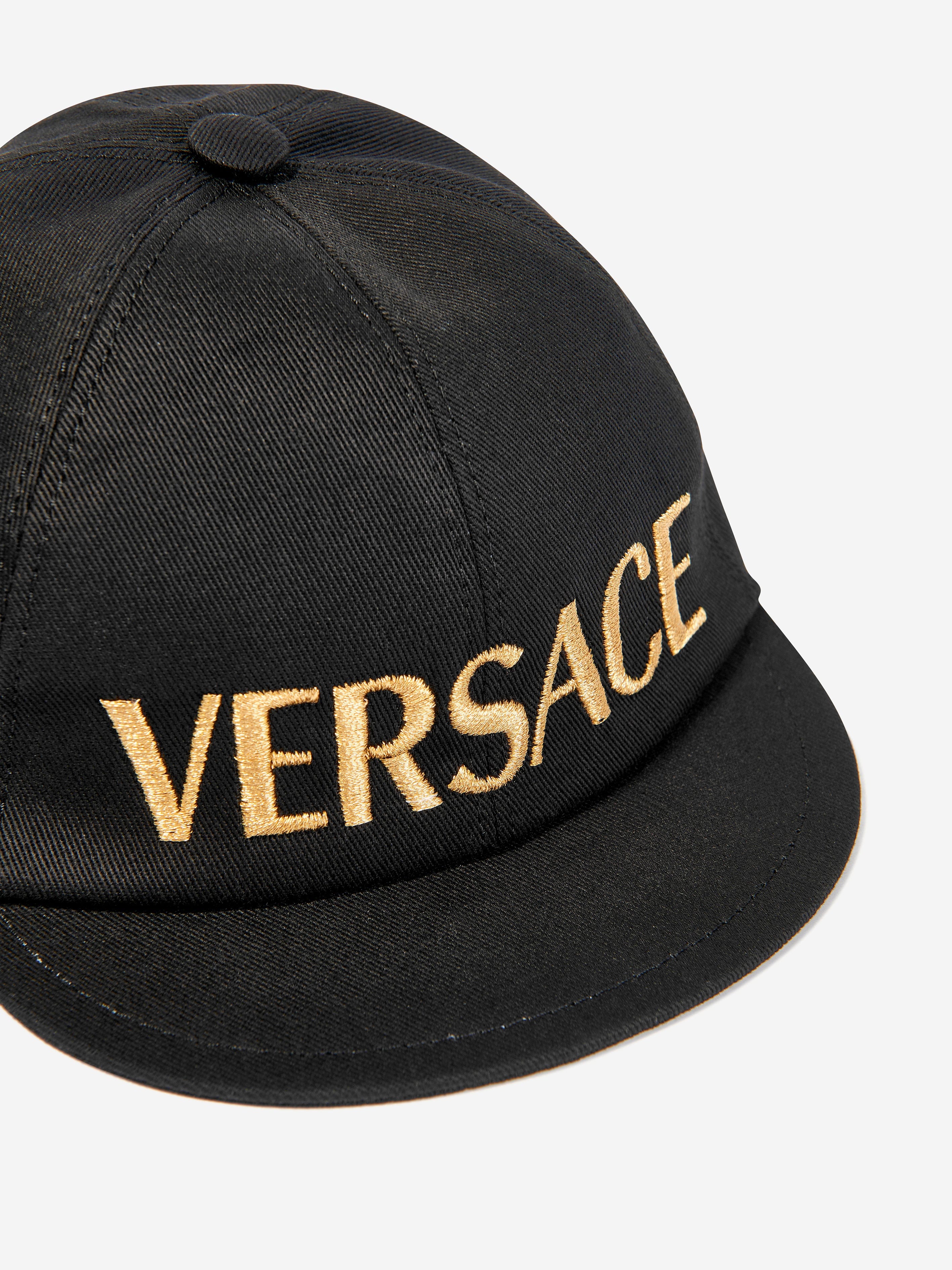 Versace Kids Embroidered Logo Cap in Black | Childsplay Clothing