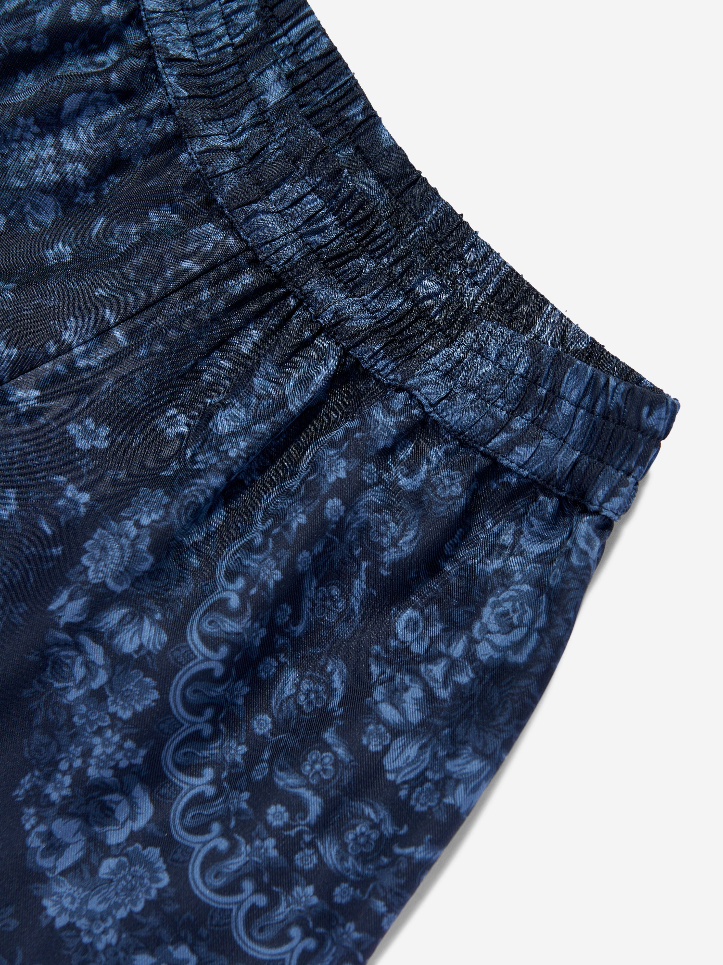 Versace Boys Silk Barocco Shorts in Navy | Childsplay Clothing