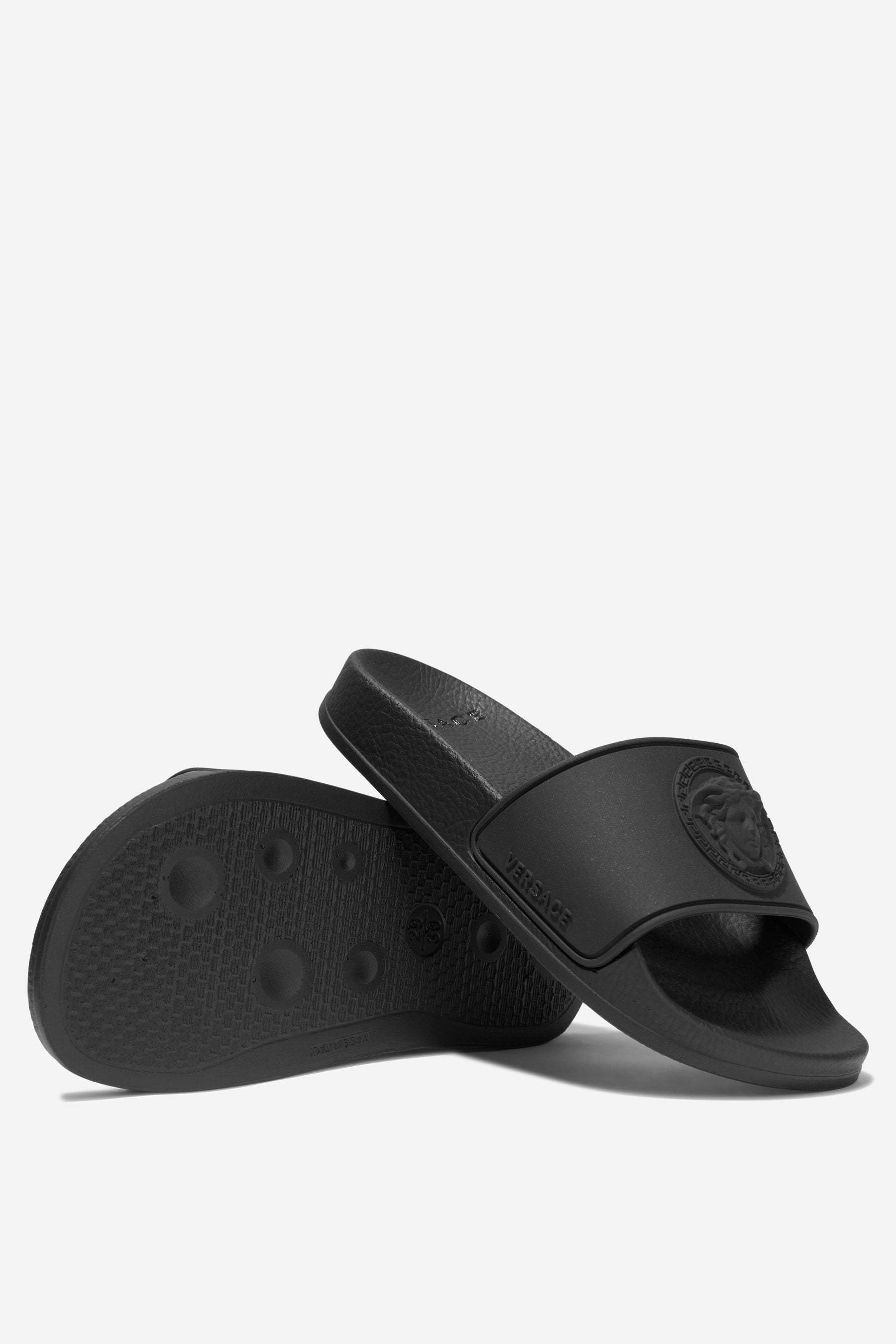 Versace Kids Medusa Logo Sliders in Black