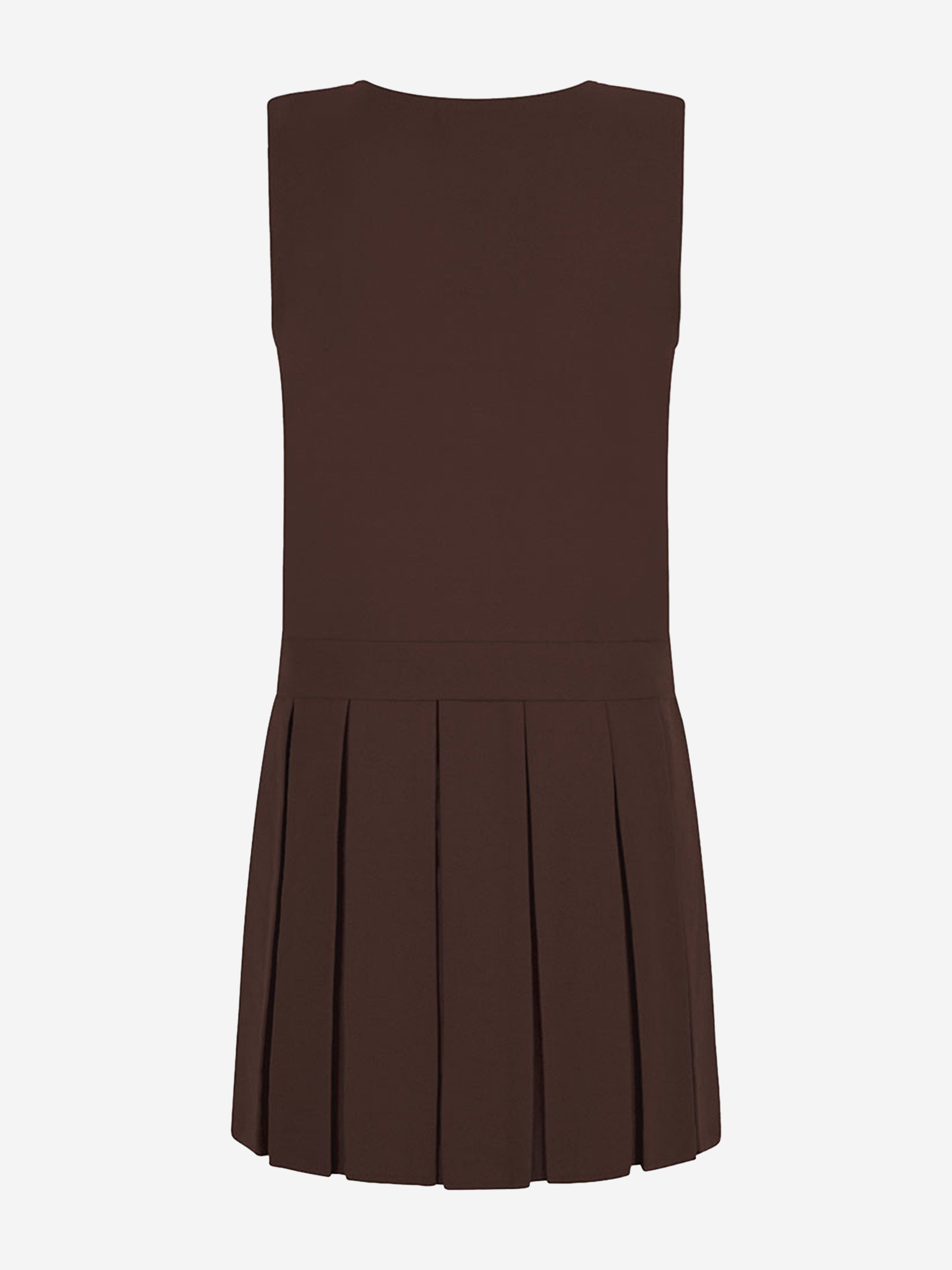 Zeco Girls School Zip Front Pinafore Dress in Brown Zeco Girls School Zip Front Pinafore Dress in Brown