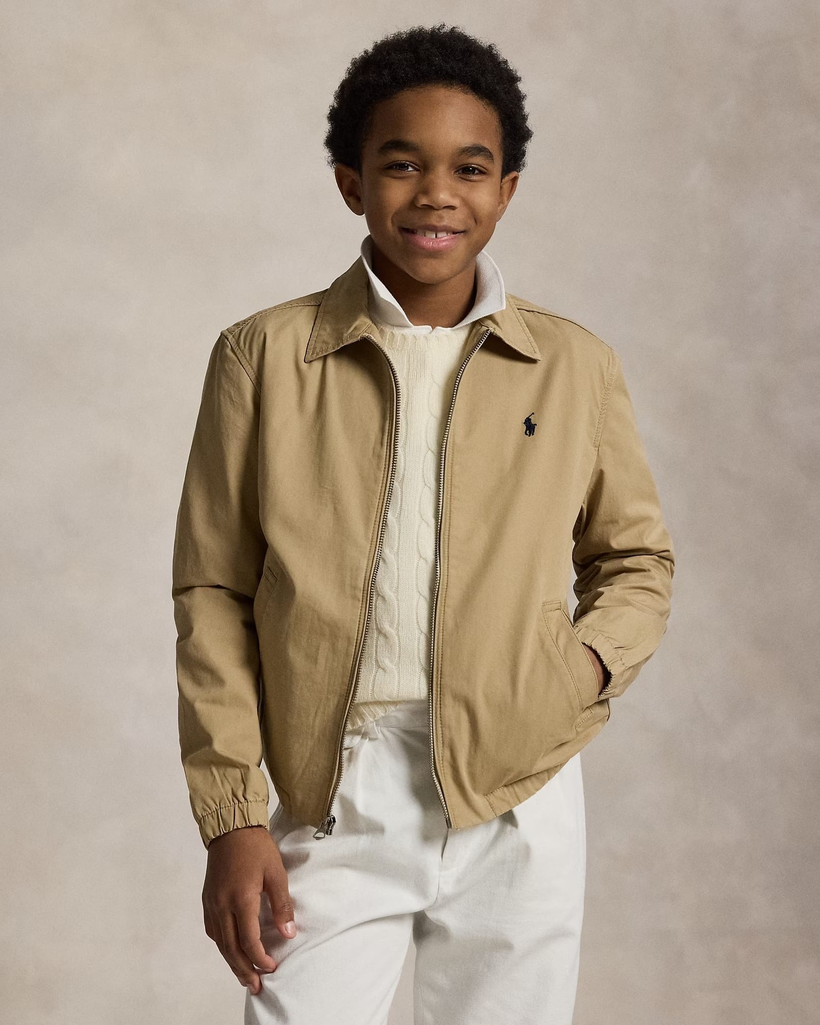 Ralph Lauren Boys Bayport Cotton Jacket in Beige | Childsplay Clothing