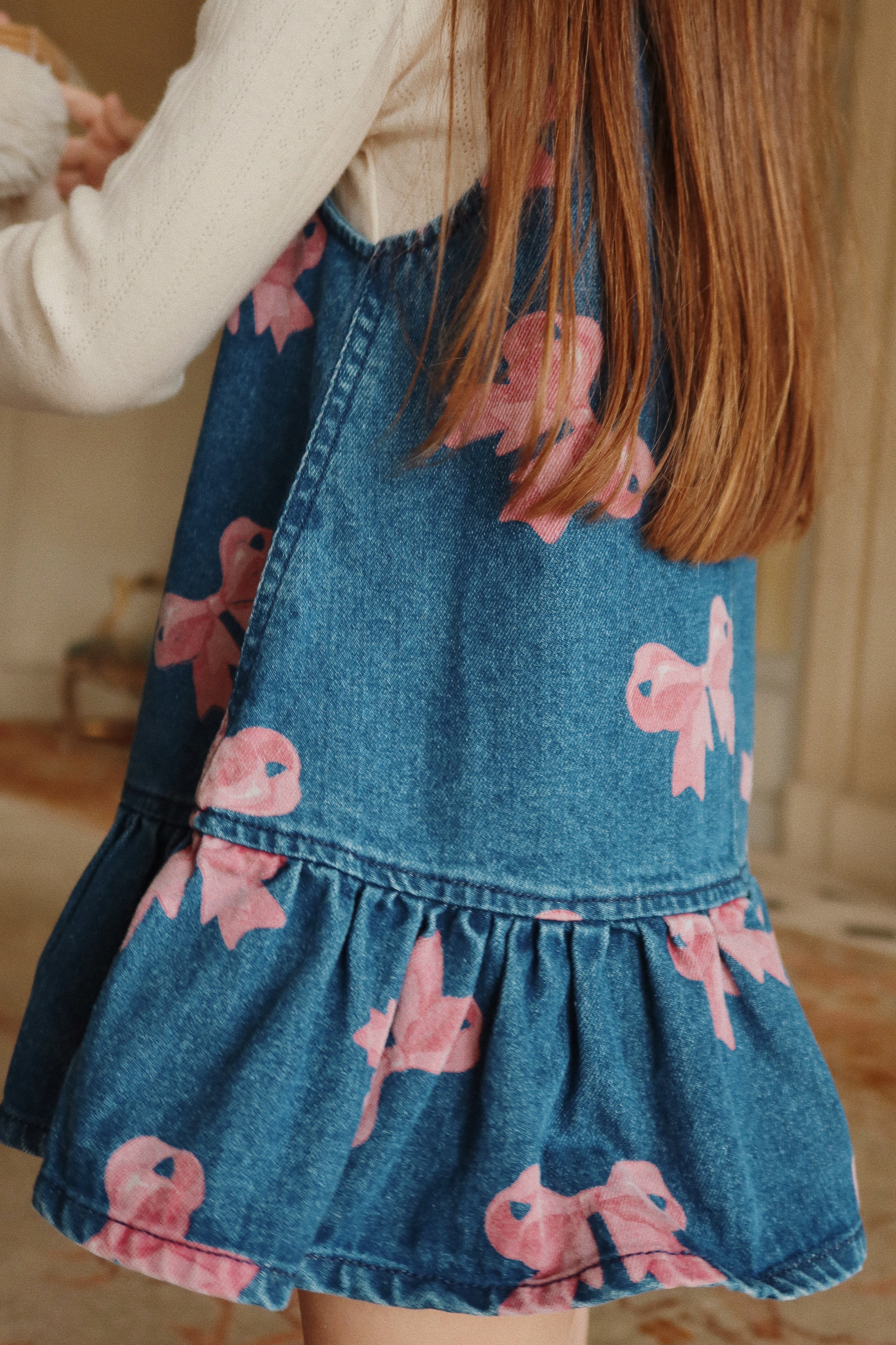 Konges Sljd Girls Magot Bella Bow Denim Dress in Blue | Childsplay Clothing