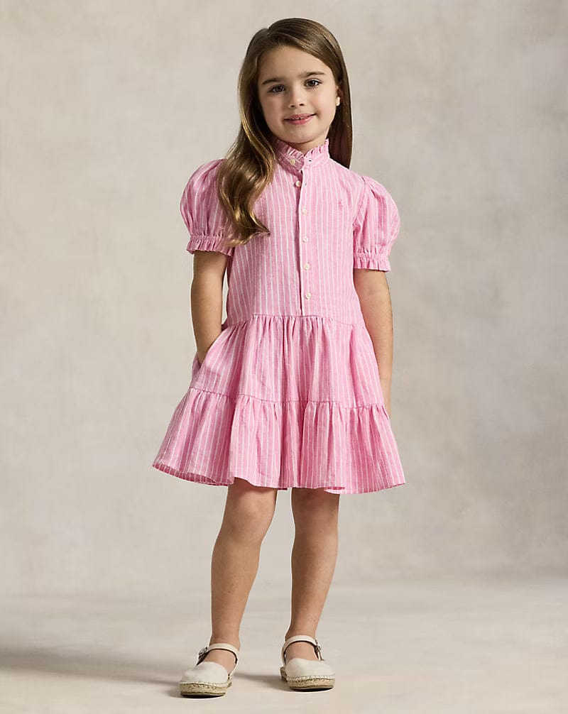 Ralph Lauren Girls Striped Tier Shirt Dress in Pink Ralph Lauren Girls Striped Tier Shirt Dress in Pink