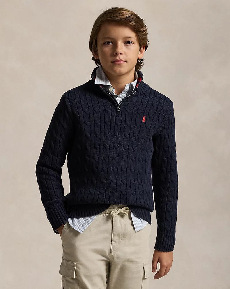 Ralph Lauren Boys Half Zip Jumper in Navy | Childsplay Clothing