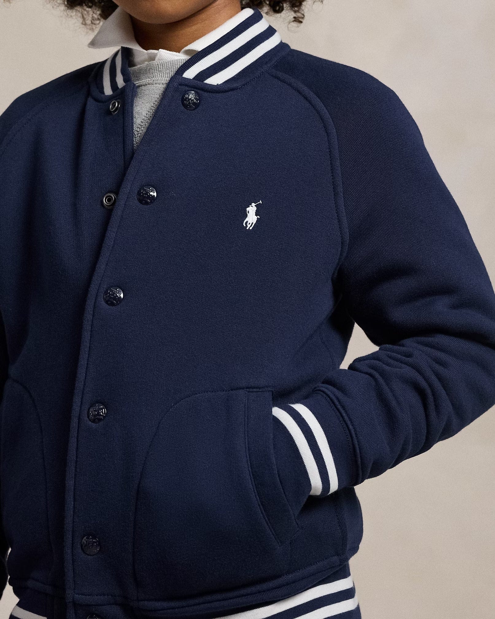 Ralph Lauren Boys Jersey Bomber Jacket in Navy | Childsplay Clothing