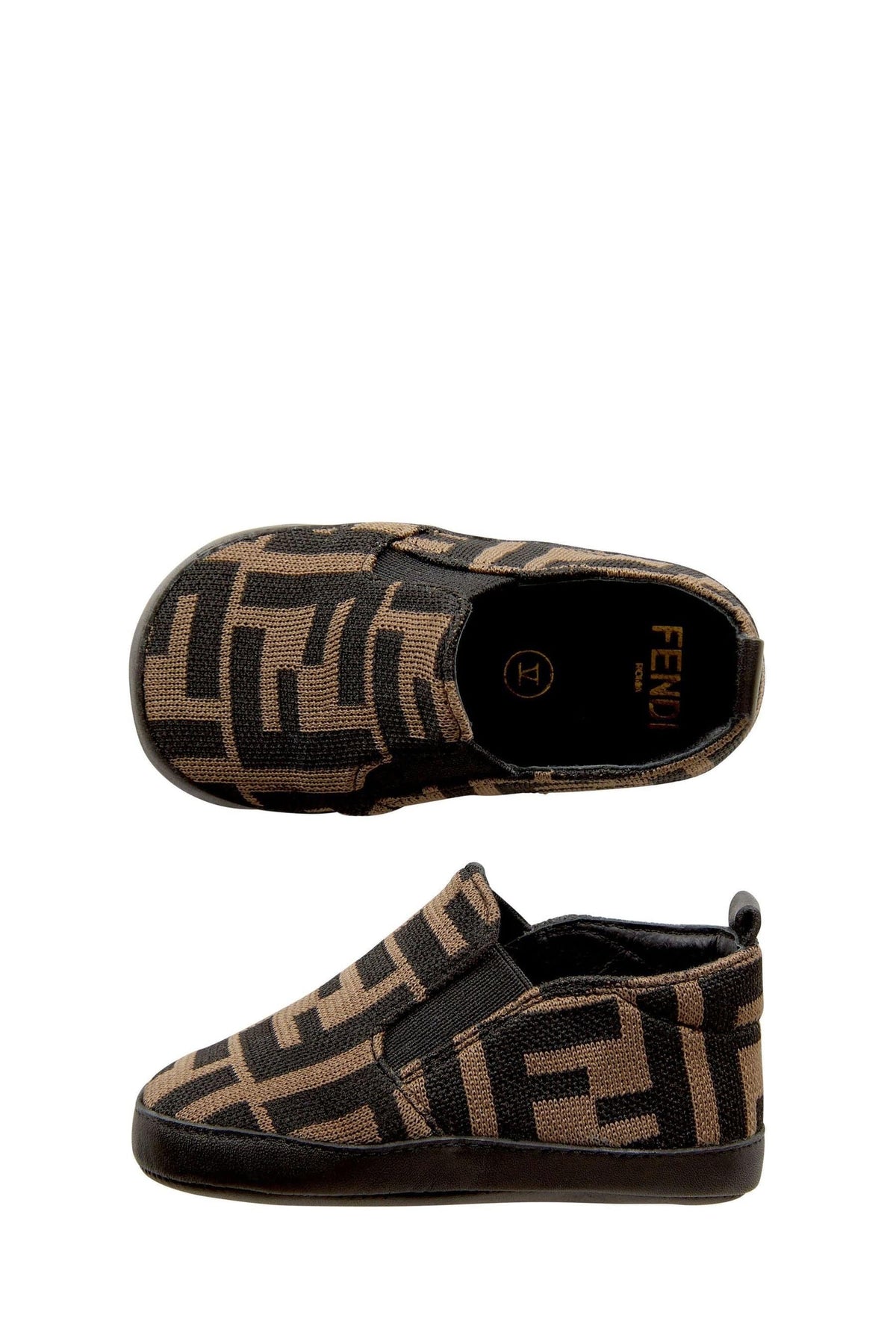 Fendi Brown FF Logo Slip-On Sneakers for Men Fendi Men main image 2