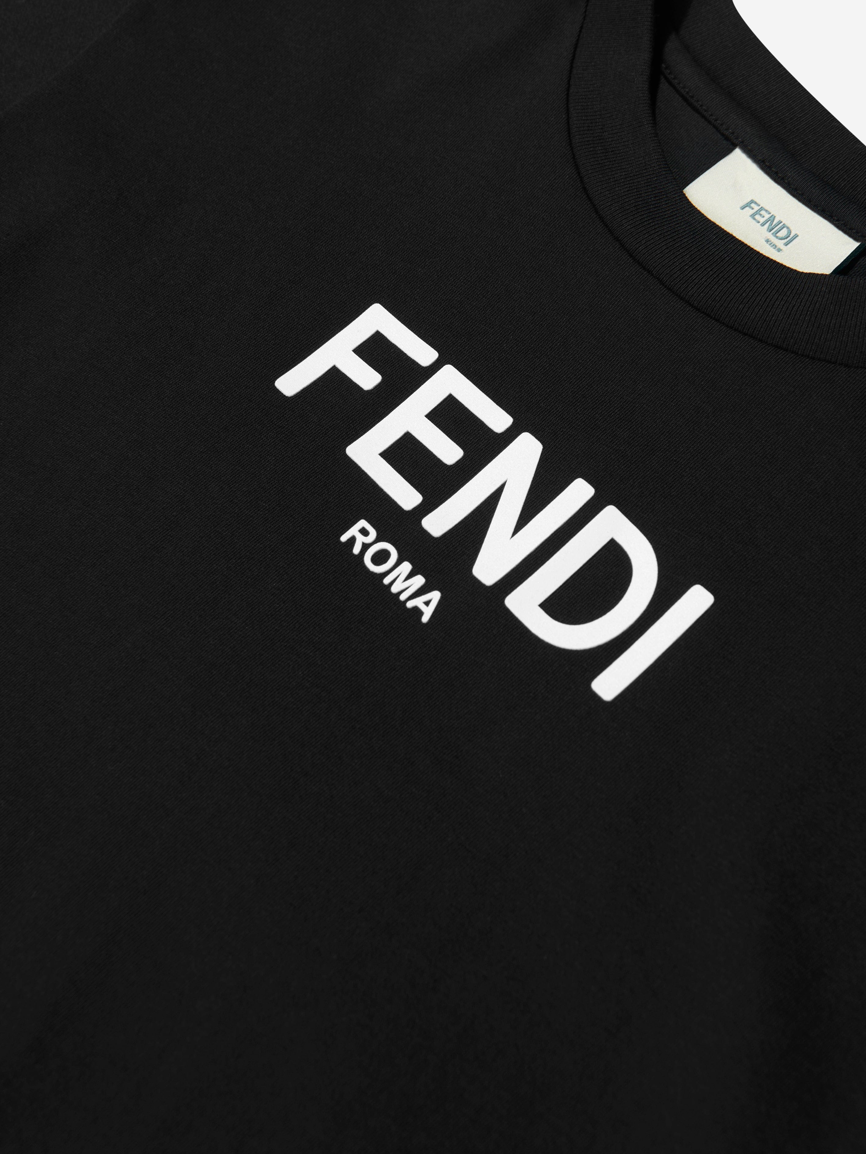 Fendi Kids Logo T-Shirt in Black