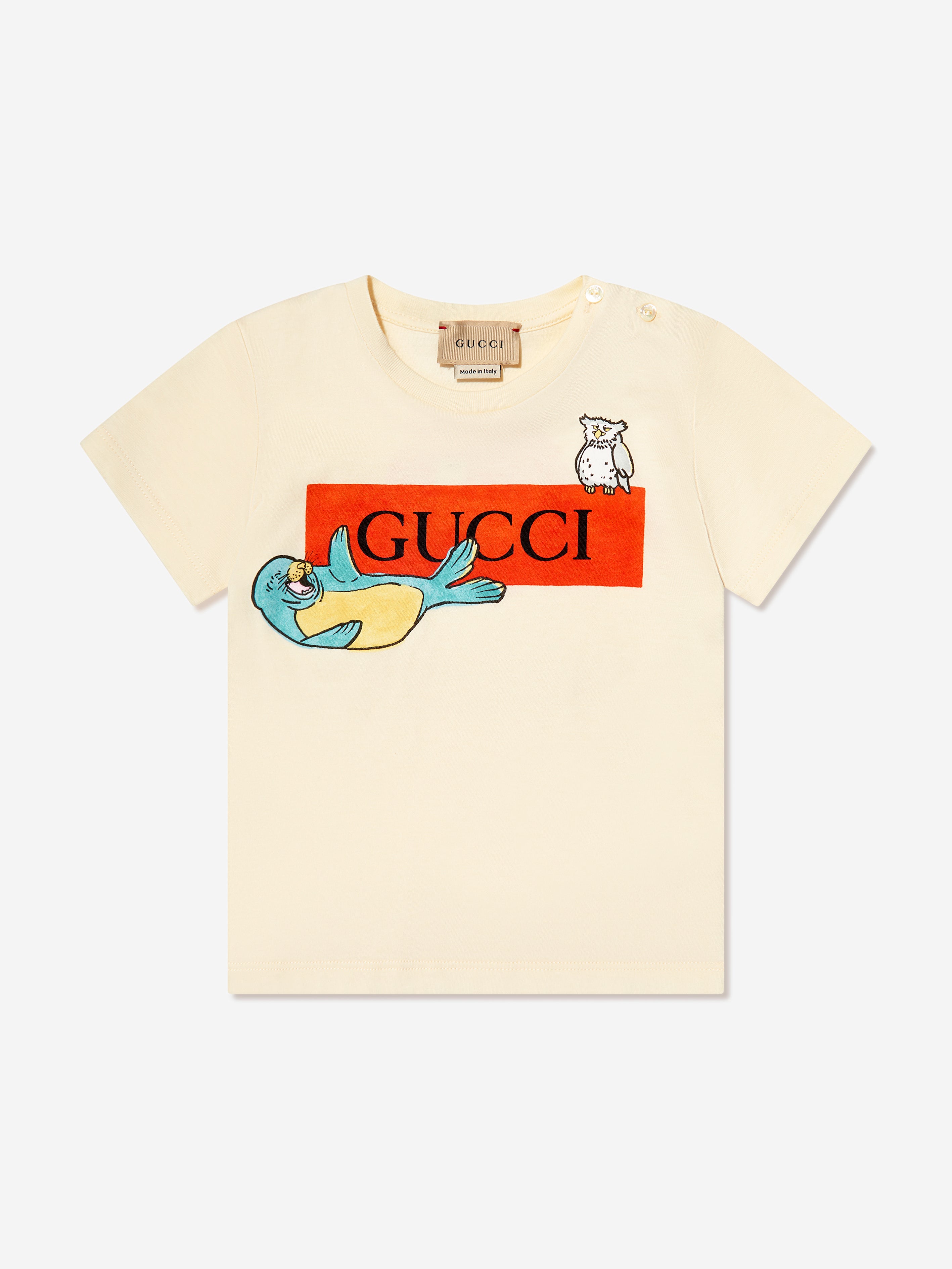 Gucci Kids Baby Boys Logo T-Shirt in Ivory | Childsplay Clothing