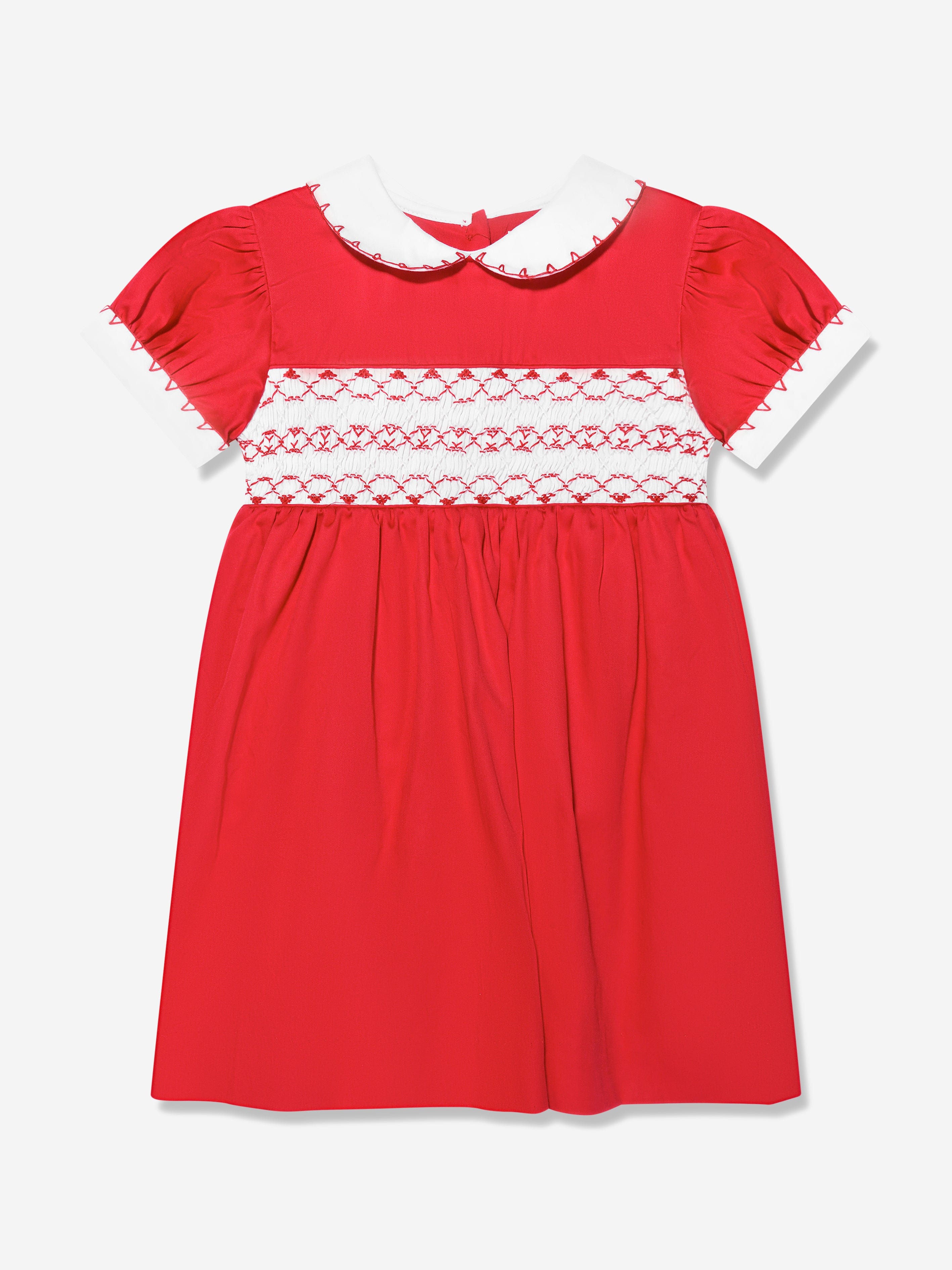 レイチェルライリー　スモッキングドレス8Y Rachel Riley Baby Girls Classic Smocked Dress And Bloomers in Red