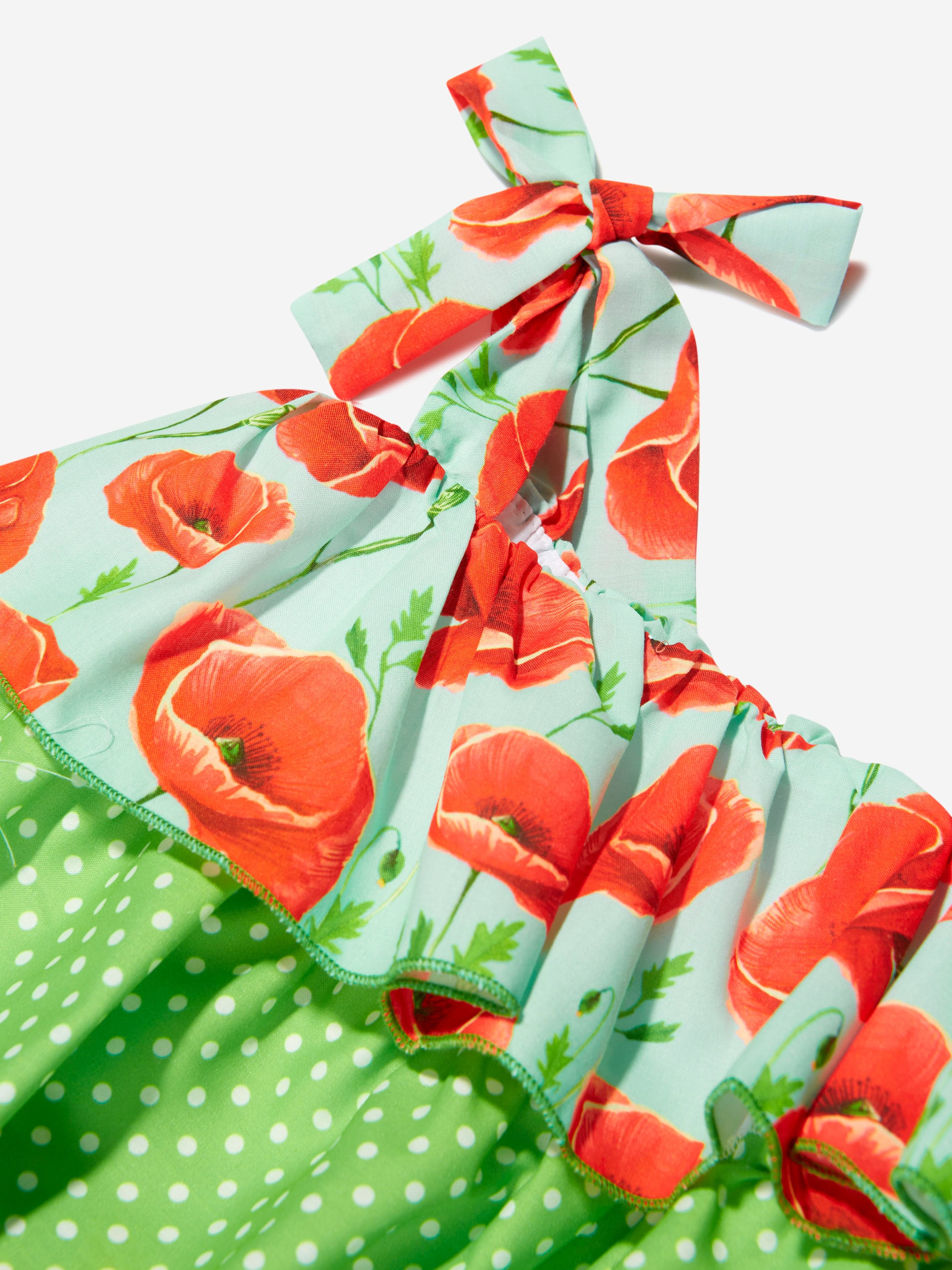 Selini Action Girls Ruffle Poppy Dress in Green 12 Yrs